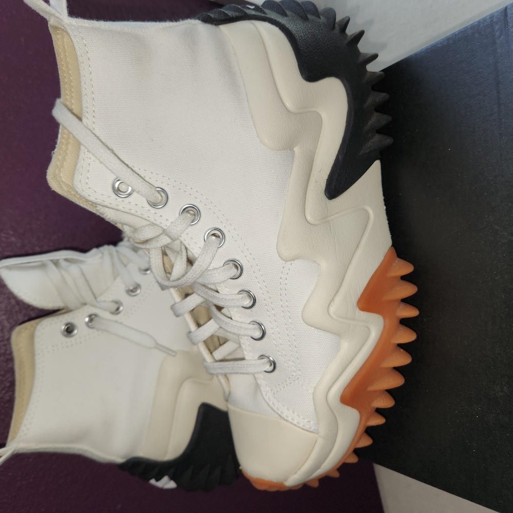 Converse White and Orange High-Top Sneakers